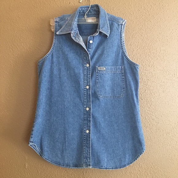 Guess Tops - Vintage Guess Sleeveless Denim Shirt